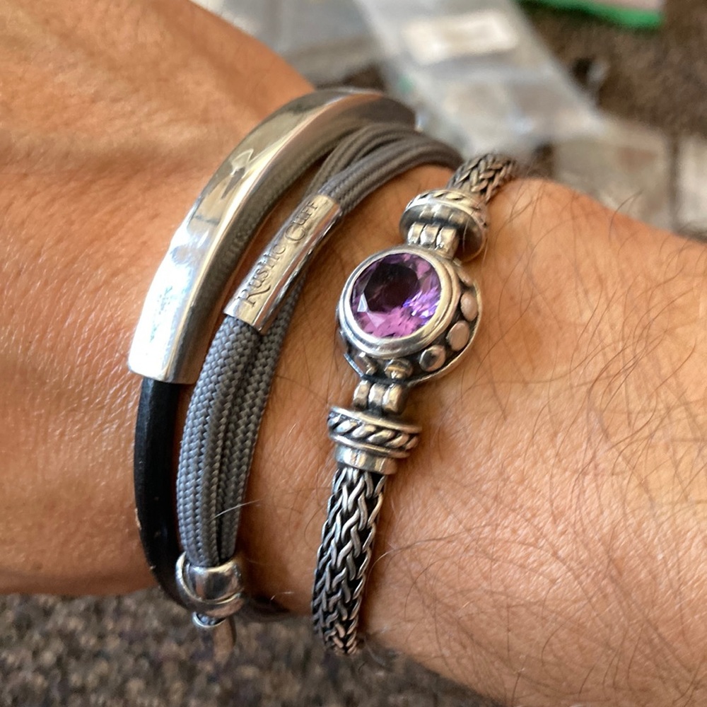 Sterling silver rustic cuff bracelet